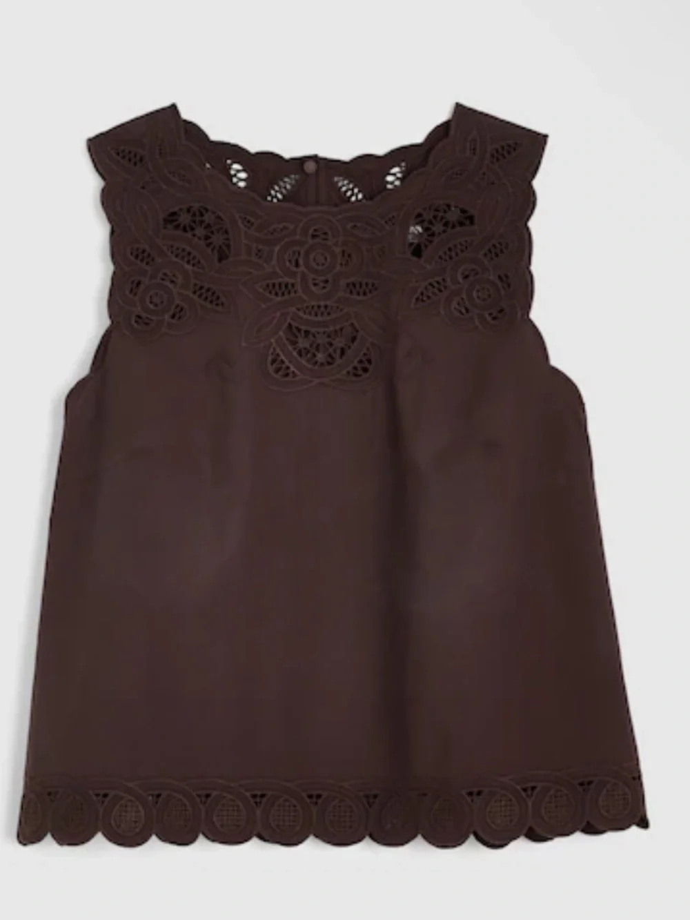 NWT Madewell Embroidered Shell Top in Poplin, size S Chocolate Plum